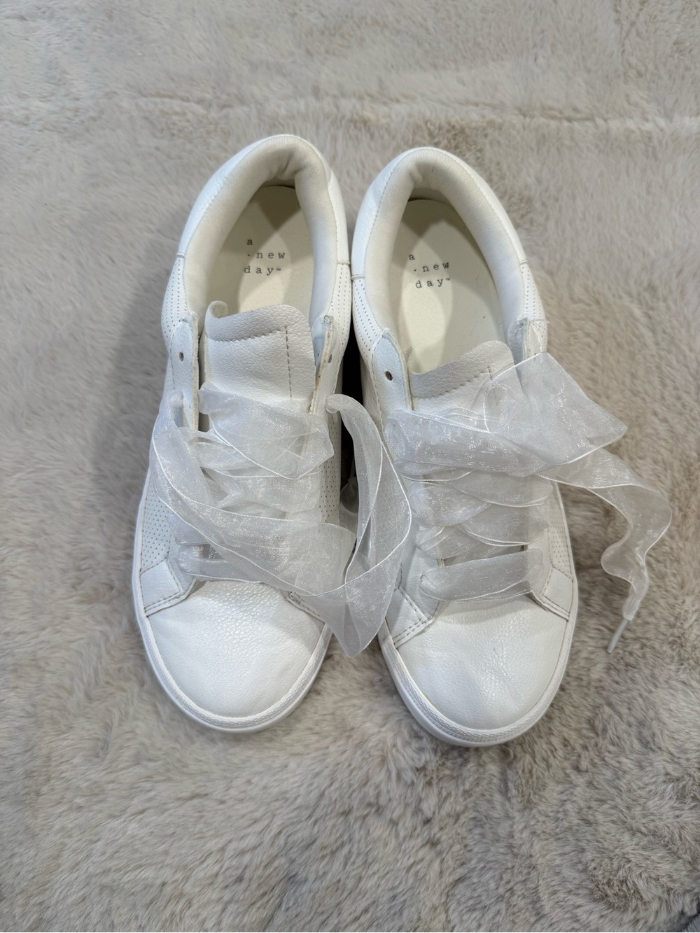 a new day White Sheer Ribbon Lace Women's Sneakers